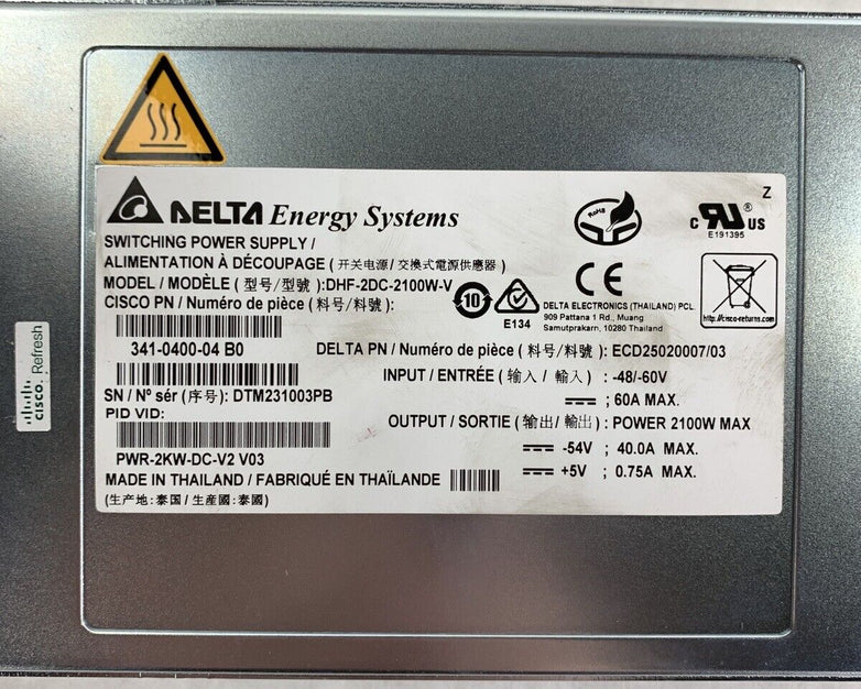 Cisco Delta DHF-2DC-2100W-V 341-0400-04 B0 Power Supply