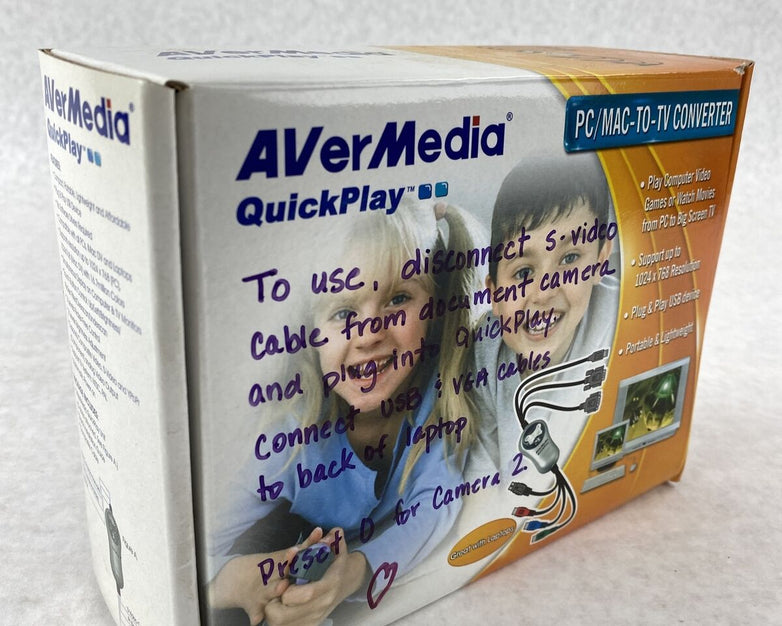 AVerMedia QuickPlay PC VGA Dsub to TV S-Video RCA Converter UNTESTED