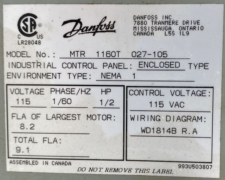 Blue Giant MTR 1160T 027-105 Truck Restraint 115V Control Panel 038-158 ES