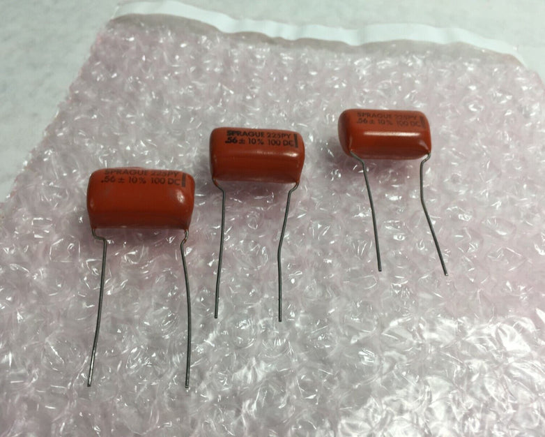 (3) Sprague 225PY .56 100 DC Orange Drop Capacitor Lot of 3