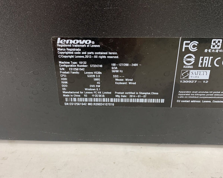 Lenovo H530S SFF Intel Pentium G3220 3GHz 4GB RAM No HDD No OS