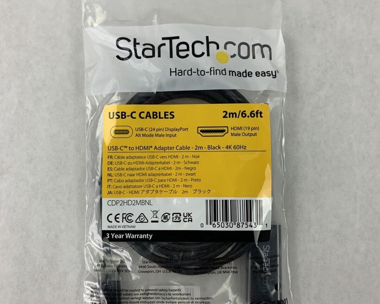New OEM Startech 6ft USB C to HDMI Cable 4K 60Hz USB Type C DP