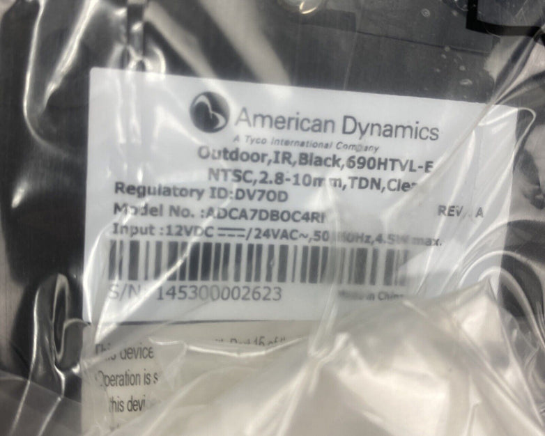 American Dynamics ADCA7DBOC4RN Outdoor IR Black 690HTVL-E 2.8-10mm TDN Clear