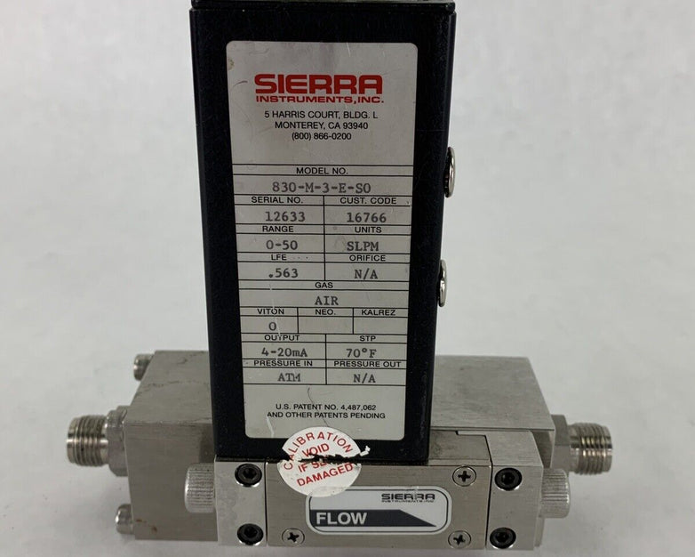 BH Sierra Instruments 830-M-3-E-S0 Mass Flow Controller 0-50 SLPM
