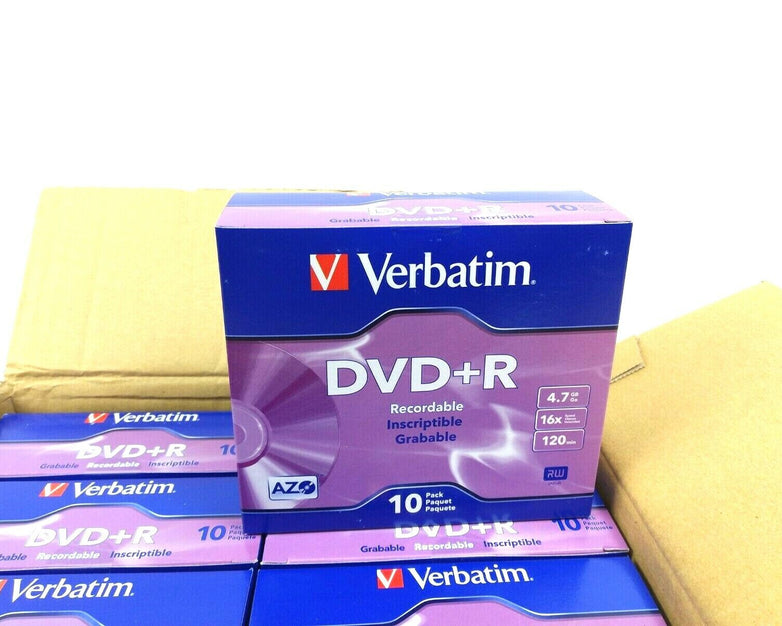 Lot 0f (8) 10PK DVD+R Recordable Verbatim 120 Min 4.7GB/16x In Jewel Case