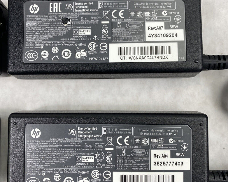Lot of 8 Genuine HP 693711-001 65W AC Adapters 677774-001 Large Tip