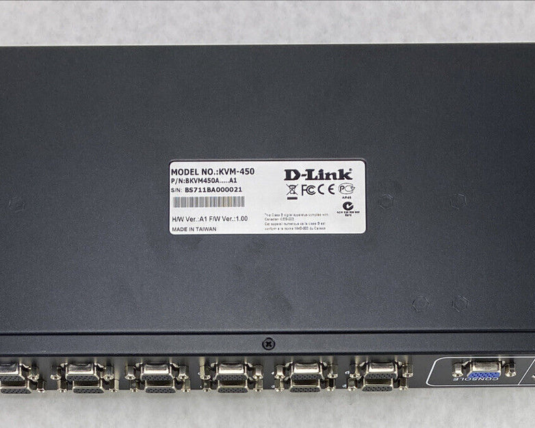 D-Link KVM-450 16 Port KVM Switch PS/2 Stackable NOS