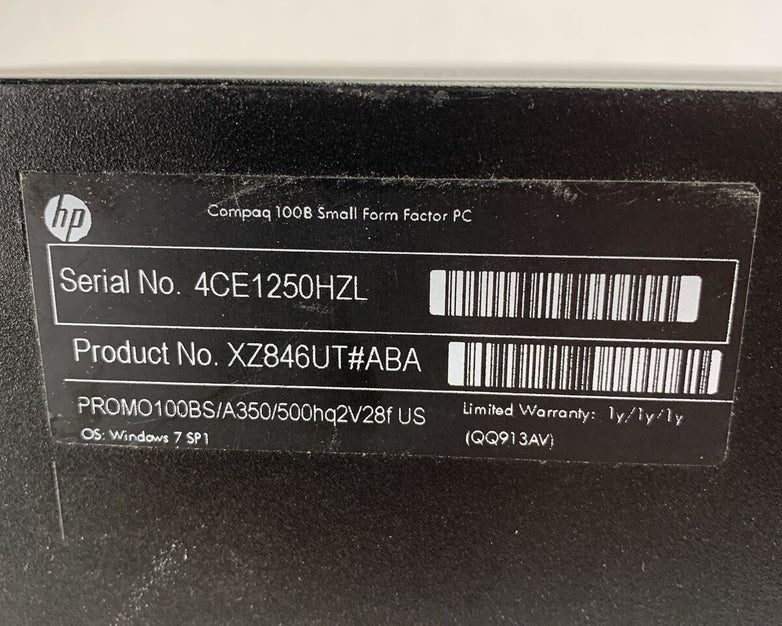 Compaq 100B SFF AMD E-350 1.6GHz 8GB RAM No HDD No OS