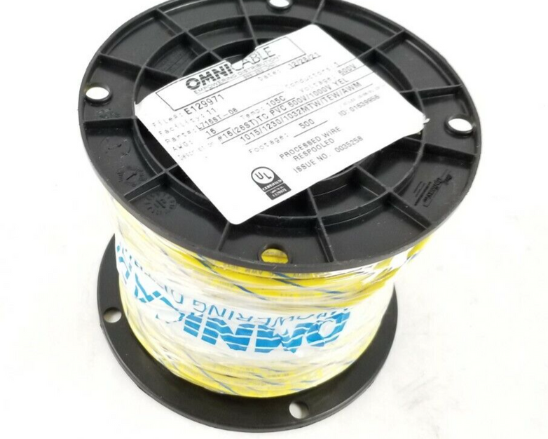 Omni Cable L716ST-08 16(26ST)TC PVC 600V/1000V Yellow 1015 / 1230 / 1032 500FT