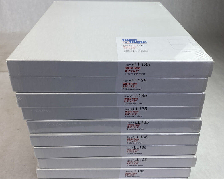 Tape Logic LL135 100x 8.5" x 5.5" sheets w 2 Rectangle 160WB1 White laser labels