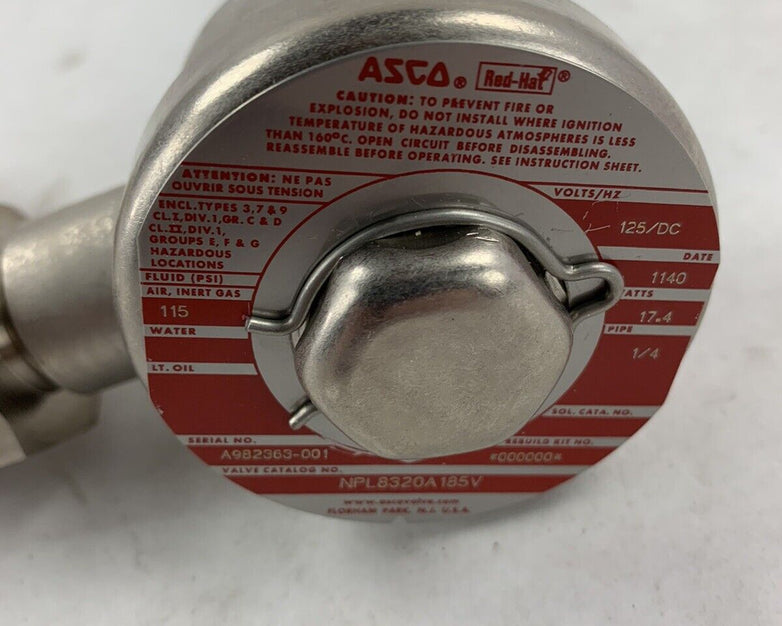 ASCO NPL8320A185V ¼, Nuclear Parts Center Solenoid Valve