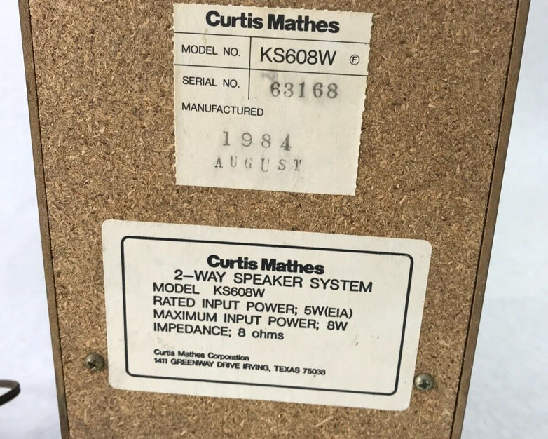 Curtis Mathes KS608W 2 Way Speaker - Tested