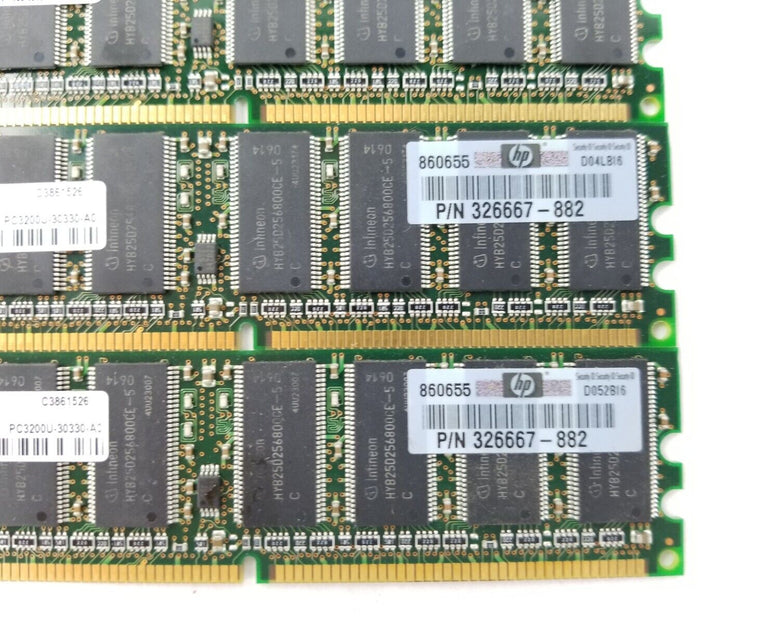 Lot of (3) Infineon HYD64D32300HU-5-C 256MB DDR 400 CL3 PC3200U-30330-A0