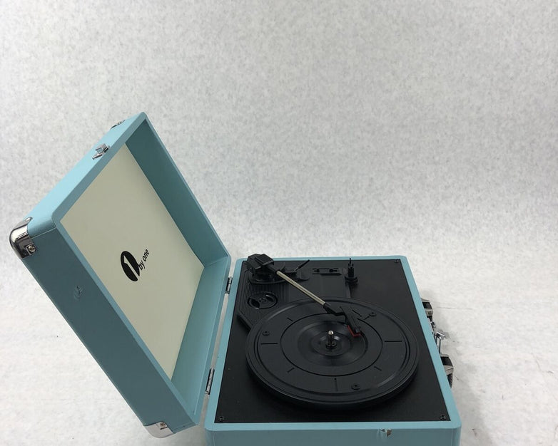 1 By One Vintage Turntable Turquoise Blue - No Power Adapter Included