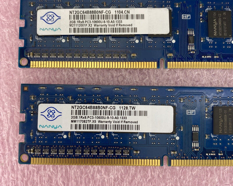2x 2GB Nanya NT2GC64B88B0NF-CG PC3-10600 1Rx8 1333MHz SDRAM memory