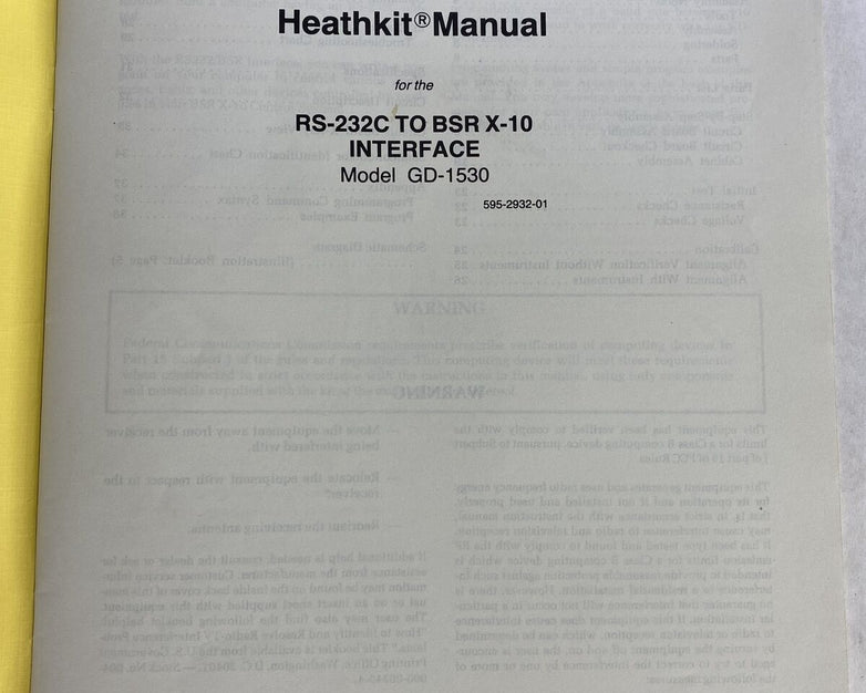 Heathkit GD-1530 Manual RS-232C to BSR X-10 Interface 1983 595-2932-01