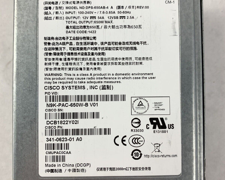 CISCO 341-0623-01 U DPS-650AB-4 UCS 6332-16UP 650W Power Supply
