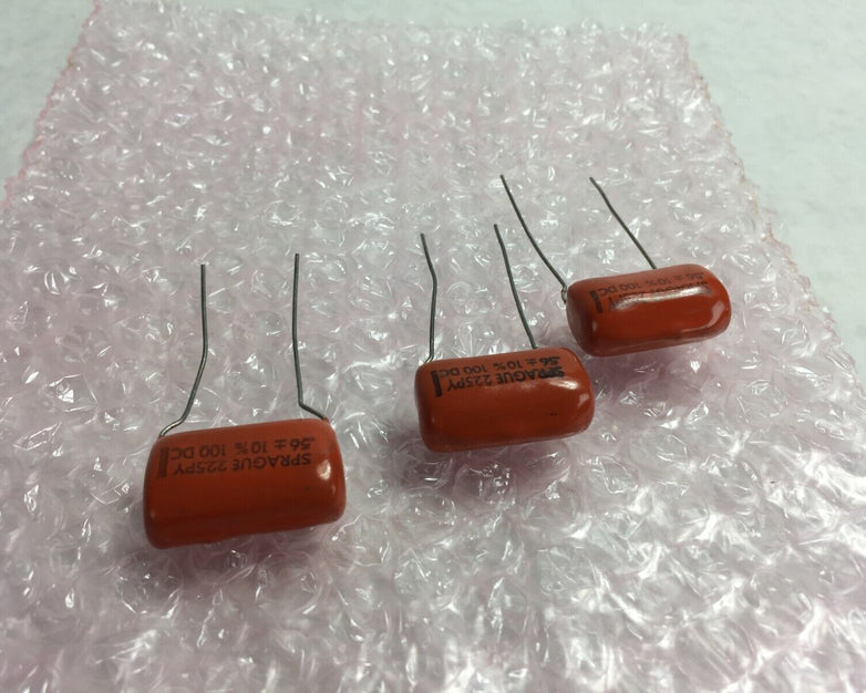 (3) Sprague 225PY .56 100 DC Orange Drop Capacitor Lot of 3