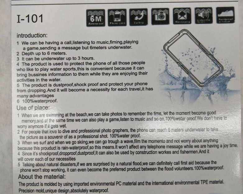 iPhone 6 Plus Blue Water Proof Case I-101 IP-68 Qualified