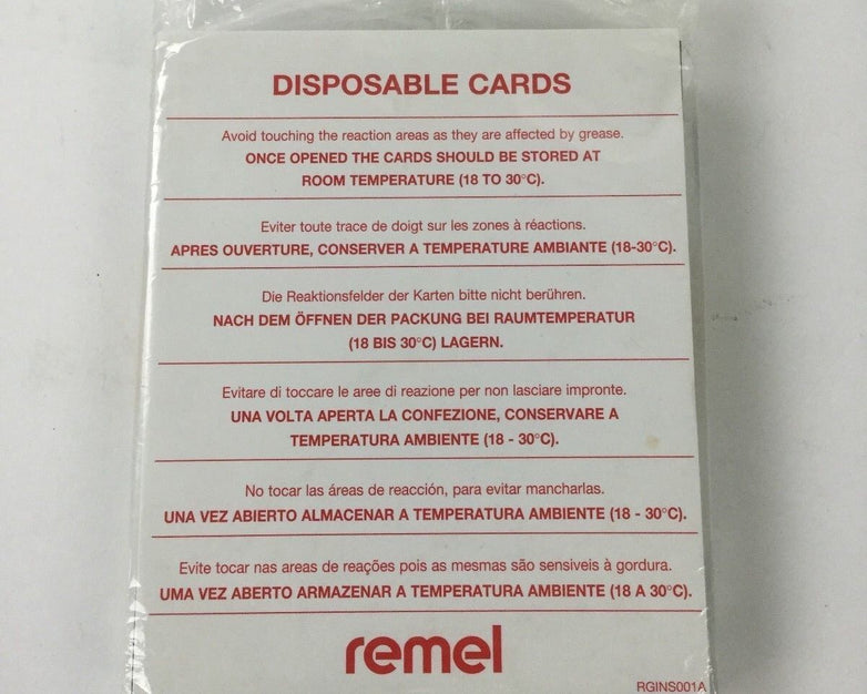 Remel Disposable Cards RT64 30369001 (Lot of 25)