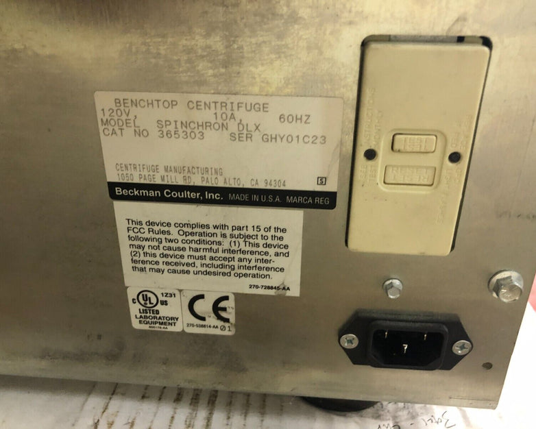 Beckman Coulter Spinchron DLX Benchtop Swing Bucket Centrifuge 365303