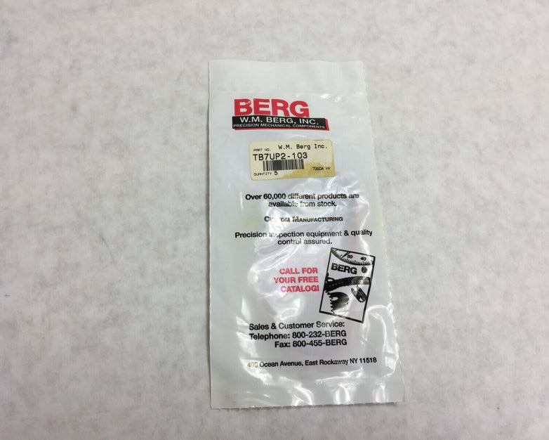 W.M. Berg O-Ring TB7UP2-103 Factory Sealed Package of 5 NOS