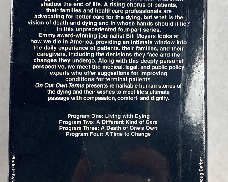 VHS On Our Own Terms Bill Moyers On Dying 2000 PBS 4 Tape 6hrs Sealed Box Set