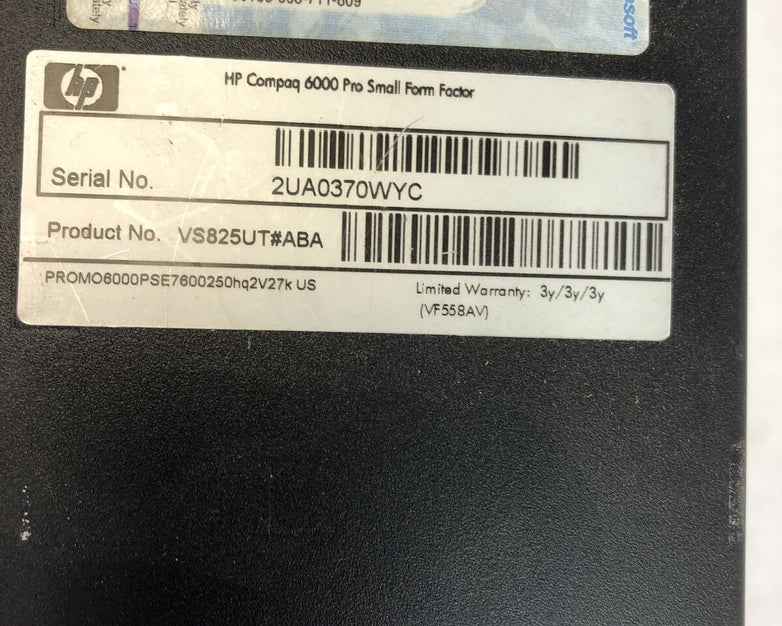 HP Compaq 6000 Pro SFF Intel Core 2 Duo E7600r 3.06GHz 2GB RAM No HDD No OS