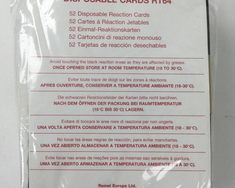 Remel Disposable Cards RT64 30369001 (Lot of 52)