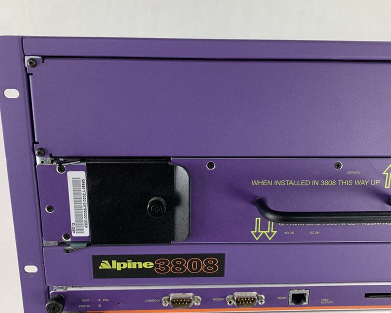 Extreme Networks Alpine 3808 9 Slot Switch 45080 6x FM-32T 1x WM-4T1 1x GM-4X