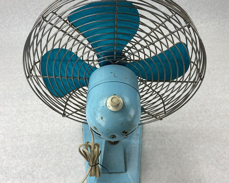 Vintage Superior Electric 1200 3-Speed Aqua Blue 120V 60Hz Table Fan
