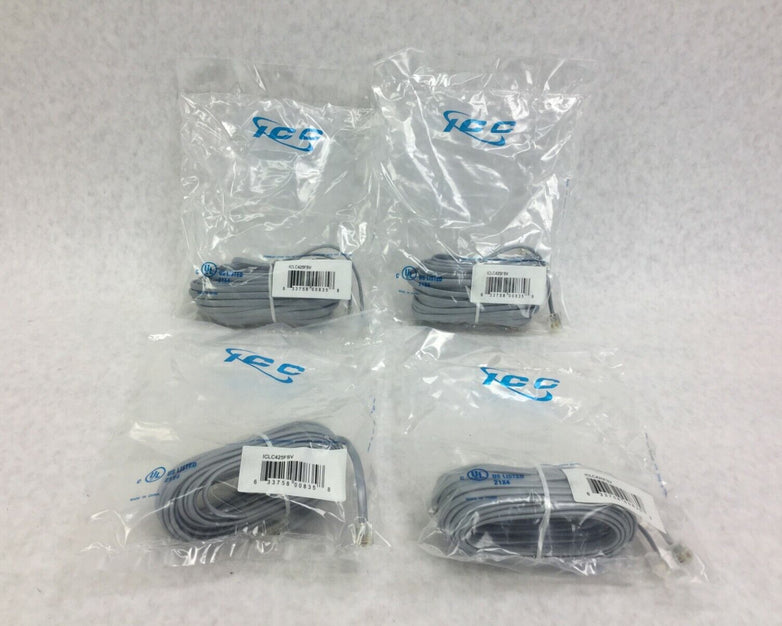 ICC ICLC425FSV 25' ft Flat Line Cord Lot of 4 Sealed Packages