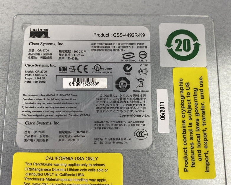 Cisco GSS-4492R-K9 Intel Pentium D 3.4 GHz 2 GB RAM Global Site Selector