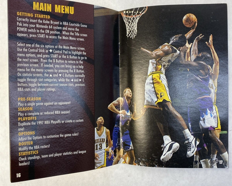 Kobe Bryant In NBA Courtside Nintendo 64 1998 Instruction Booklet Manual ONLY