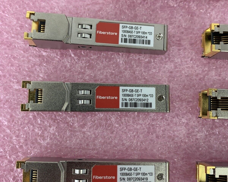 Lot of 8 Fiberstore SFP-GB-GE-T 1000BASE-T 1GT SFP Transceiver 100m