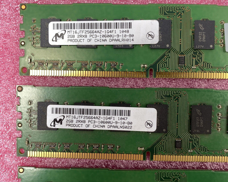 Lot of ( 4 ) 2GB Micron MT16JTF25664AZ-1G4F1 PC3-10600 DDR3 240-Pin DIMM Memory