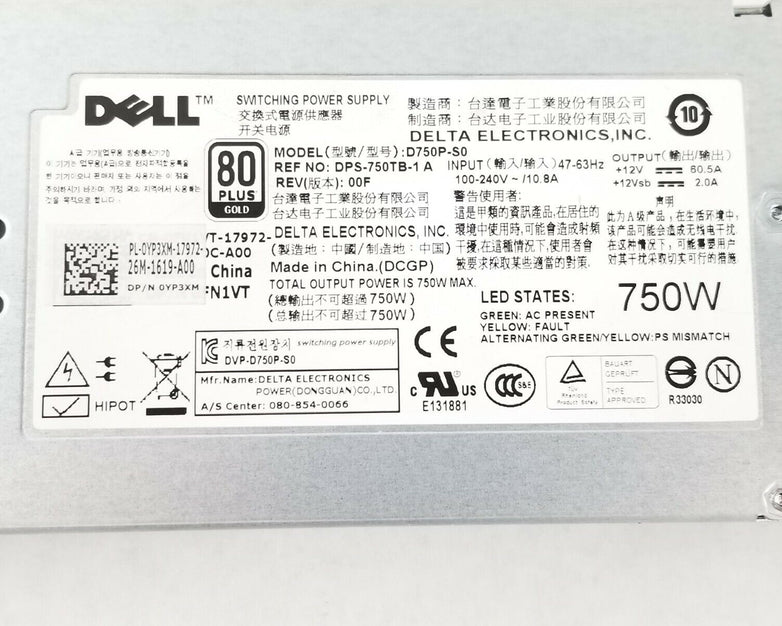 Dell YP3XM 750W Power Supply For Dell PowerEdge R510
