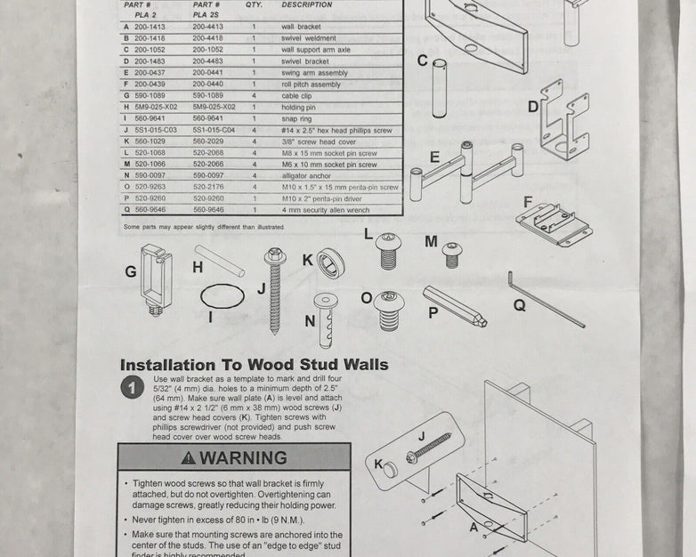 Peerless PLA-2 Solid Point Articulating Swivel Flat Panel Mount