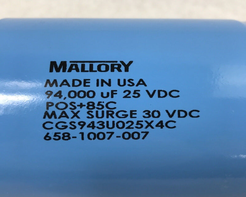 Mallory CGS943U025X4C 94000UF 25 VDC Max Surge 30 VDC Capacitor