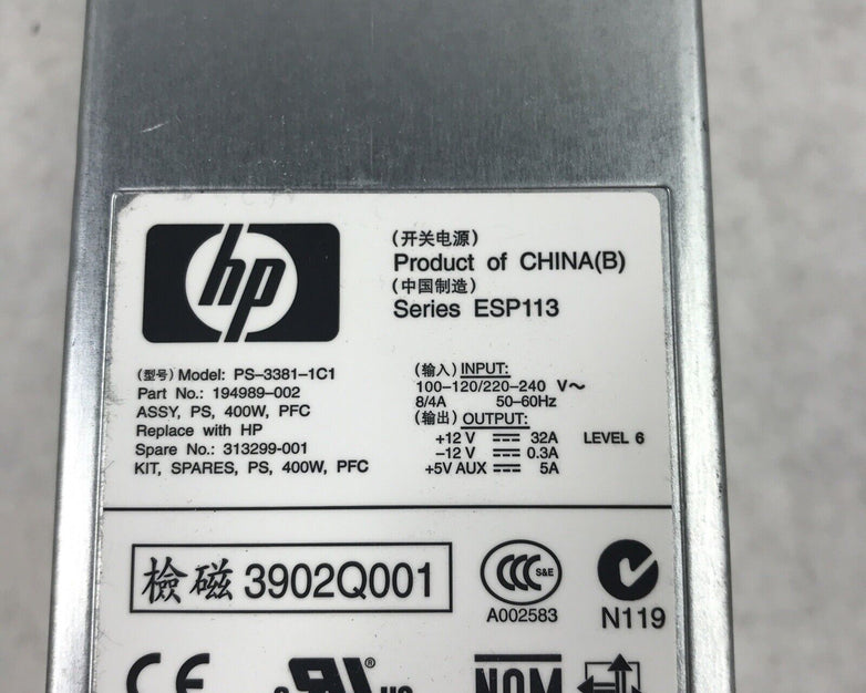 (Lot of 2) HP ESP113 400W 60Hz 240V PS-3381-1C1 Server Power Supply