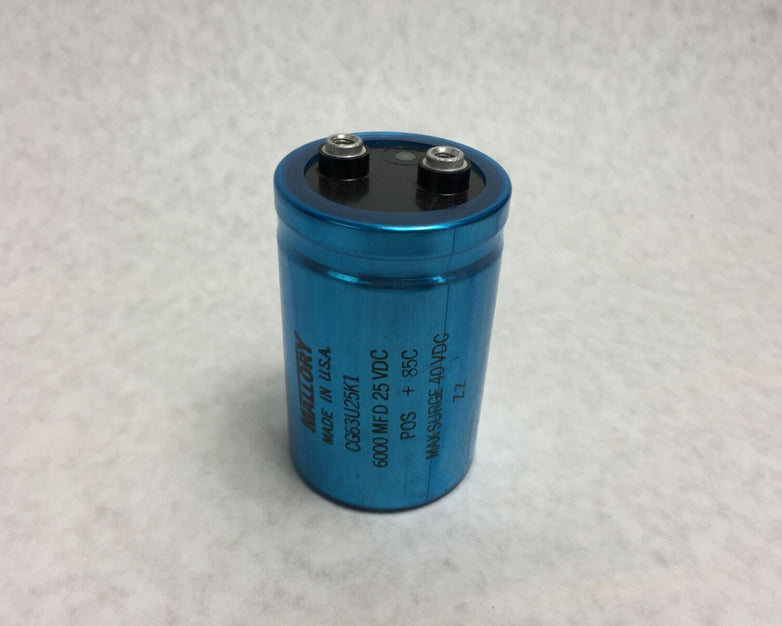 NOS Mallory CG63U25K1 6000 MFD 25 VDC Max Surge 40VDC