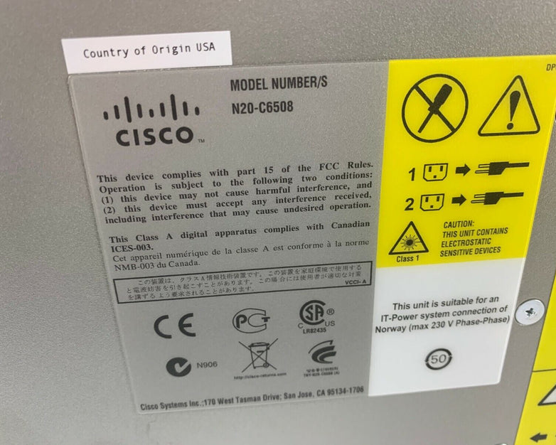 Cisco 5108 Server Blade Bare Bone Chassis N20-C6508