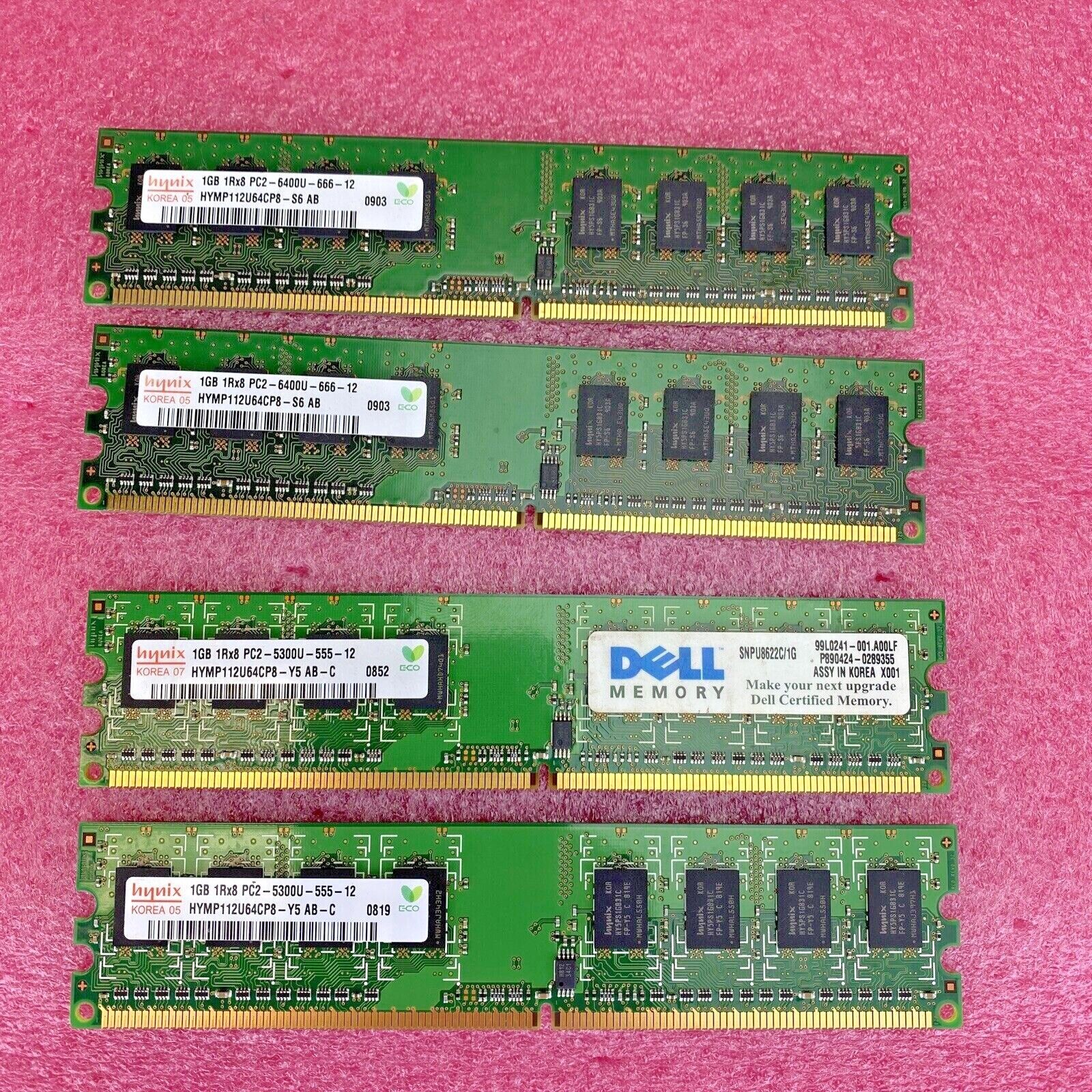 4x 1GB Hynix HYMP112U64CP8-S6 DDR2 DIMM 1Rx8 PC2-6400U-66-12 memory RAM