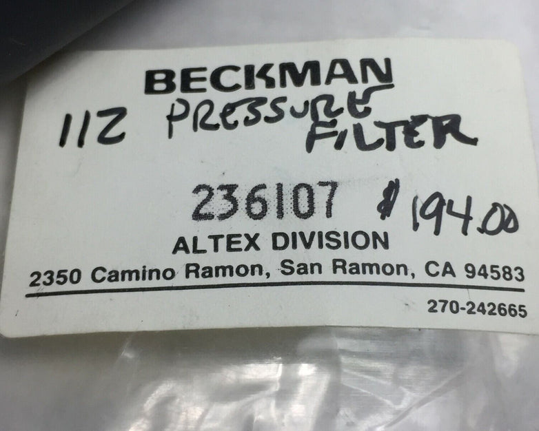 Beckman Pressure Filter 236107
