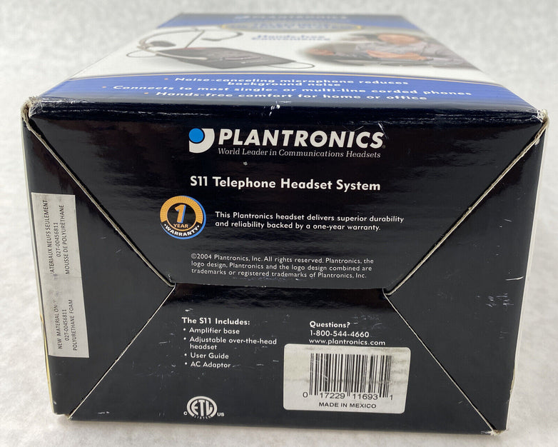 Plantronics S11 System Over Head Telephone Headset w/Noise Canceling Microphone