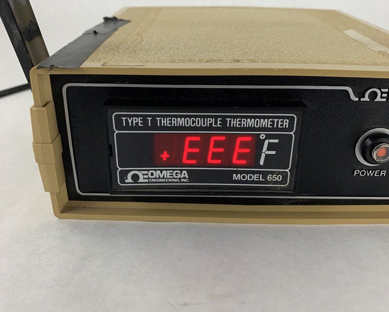 Omega Model 650 Type J Thermocouple Thermometer Power Tested
