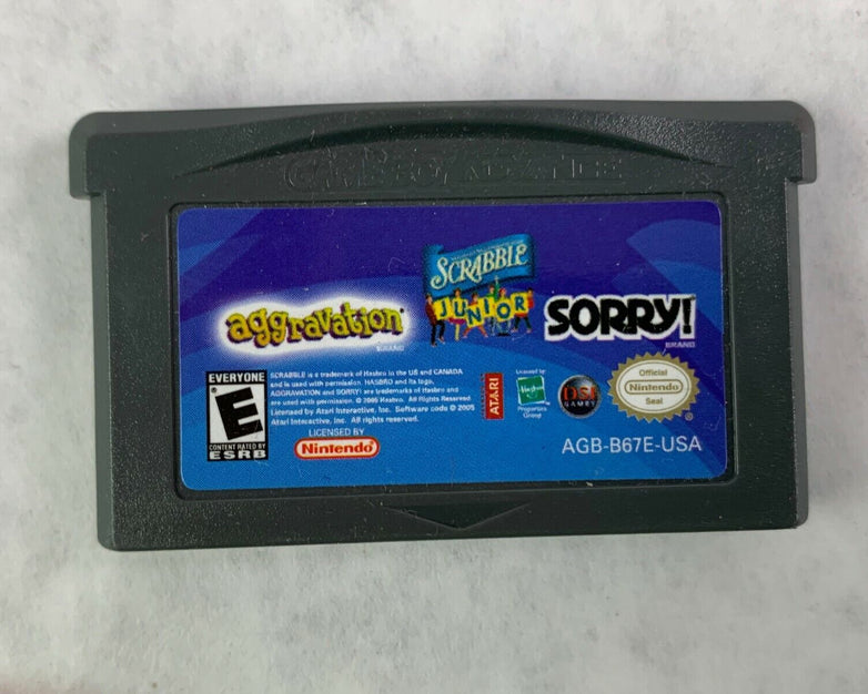 Nintendo Game Boy Advance Sorry! Aggravation Scrabble Junior Game with Booklet
