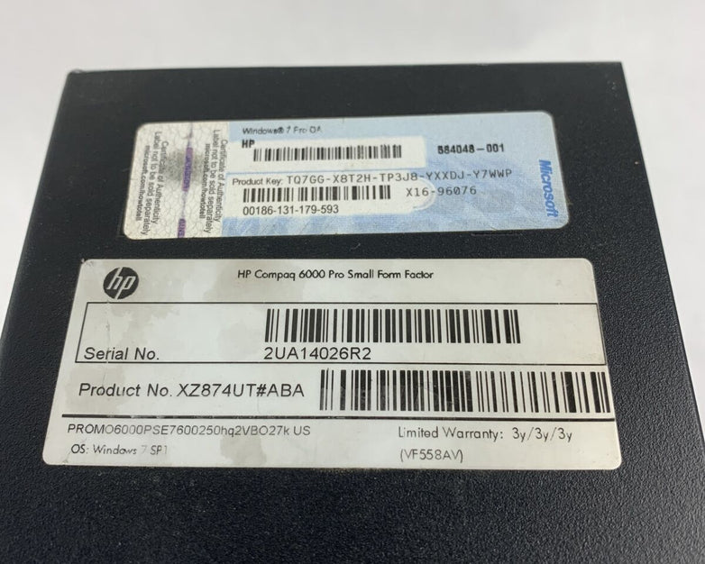 HP 600 Pro SFF Intel Core 2 Duo E7600 3.06GHz 4GB RAM No HDD No OS