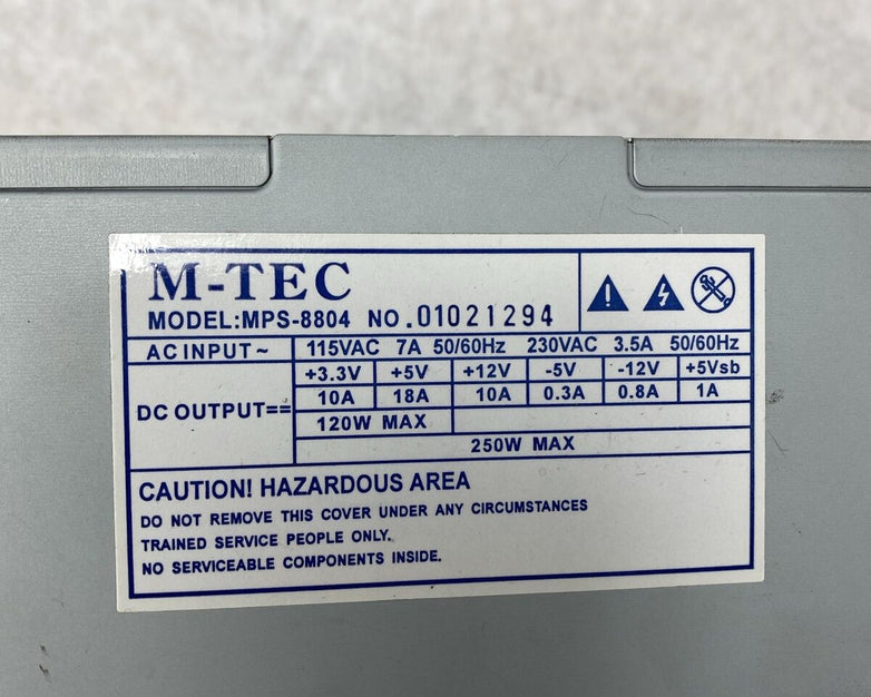 M-Tec MPS-8804 Power Supply 250W 50/60Hz