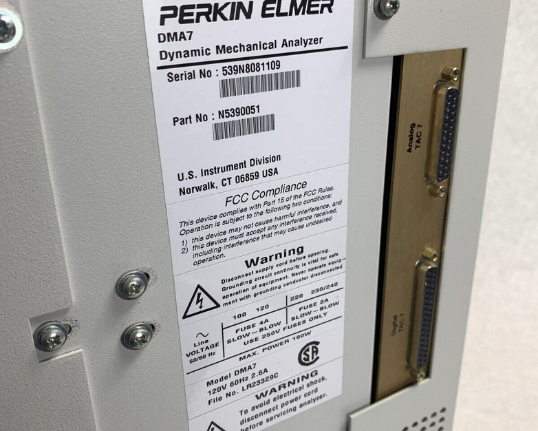 Perkin Elmer DMA 7e Dynamic Mechanical Analyzer Unable to Test N5390051